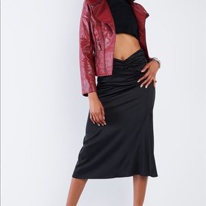 Ruffle Waist Midi Skirt